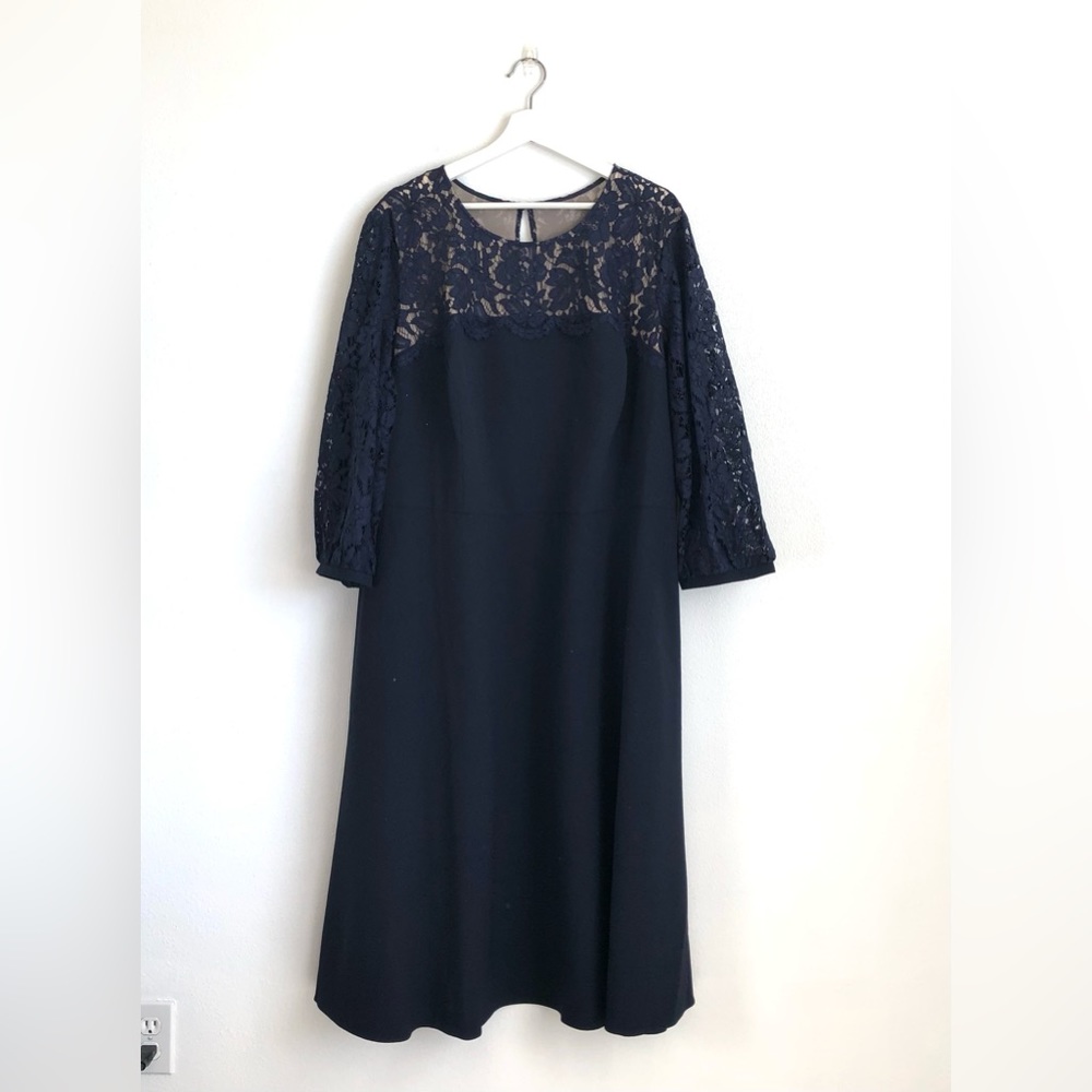Eliza J Navy Blue Lace Sleeve Dress Size 24W